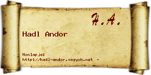Hadl Andor névjegykártya